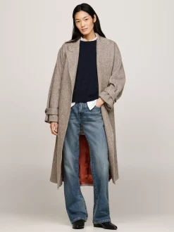 Kurtki & Płaszcze|Wełniane Płaszcze*Tommy Hilfiger Wełniany Trencz Ze Splotem W Jodełkę CASUAL WOVENS HERRINGBONE