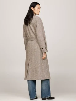 Kurtki & Płaszcze|Wełniane Płaszcze*Tommy Hilfiger Wełniany Trencz Ze Splotem W Jodełkę CASUAL WOVENS HERRINGBONE