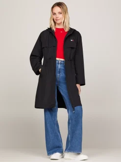 Kurtki & Płaszcze*Tommy Hilfiger Wiatrówka Chicago Z Kapturem I ściąganą Talią BLACK