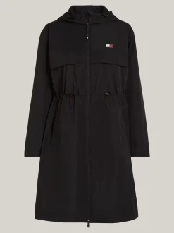 Kurtki & Płaszcze*Tommy Hilfiger Wiatrówka Chicago Z Kapturem I ściąganą Talią BLACK