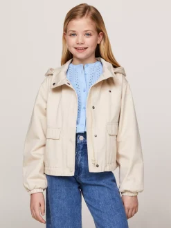 Kurtki I Płaszcze*Tommy Hilfiger Wiatrówka O Luźnym Kroju Z Diagonalu CLASSIC BEIGE