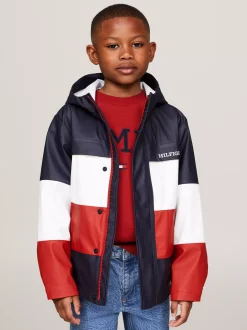 Kurtki I Płaszcze|Kurtki*Tommy Hilfiger Wiatrówka Z Kapturem I Wzorem Z Blokami Kolorów RED WHITE BLUE
