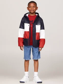 Kurtki I Płaszcze|Kurtki*Tommy Hilfiger Wiatrówka Z Kapturem I Wzorem Z Blokami Kolorów RED WHITE BLUE