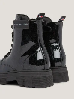Obuwie I Akcesoria*Tommy Hilfiger Wiązane Buty Z Lakierowanym Wykończeniem BLACK