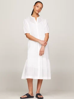 Sukienki*Tommy Hilfiger Woalowa Sukienka Maxi TH OPTIC WHITE