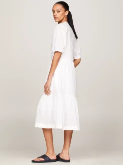 Sukienki*Tommy Hilfiger Woalowa Sukienka Maxi TH OPTIC WHITE
