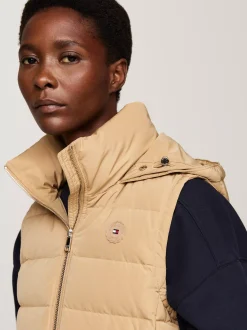 Kurtki & Płaszcze*Tommy Hilfiger Wodoodporna Kamizelka Puchowa Z Kapturem CLASSIC KHAKI