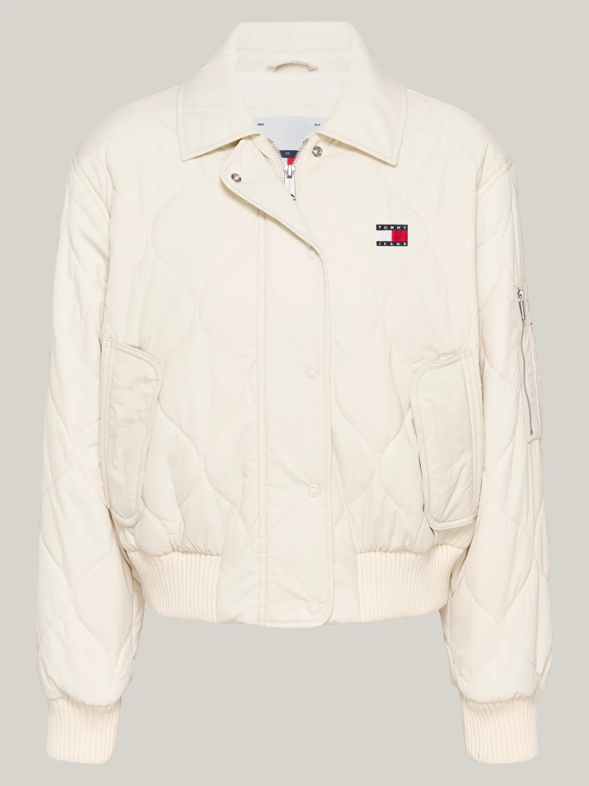 Kurtki & Płaszcze*Tommy Hilfiger Wodoodporna Pikowana Kurtka Bomber NEWSPRINT