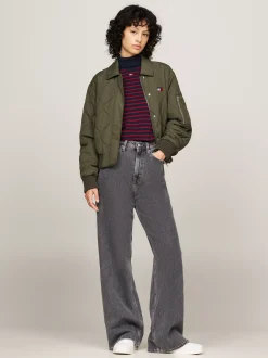 Kurtki & Płaszcze*Tommy Hilfiger Wodoodporna Pikowana Kurtka Bomber FATIGUE GREEN