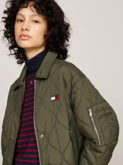 Kurtki & Płaszcze*Tommy Hilfiger Wodoodporna Pikowana Kurtka Bomber FATIGUE GREEN