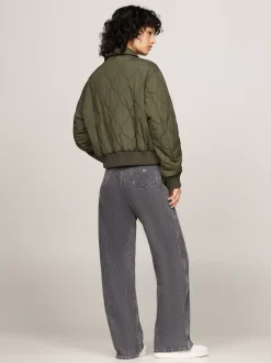 Kurtki & Płaszcze*Tommy Hilfiger Wodoodporna Pikowana Kurtka Bomber FATIGUE GREEN