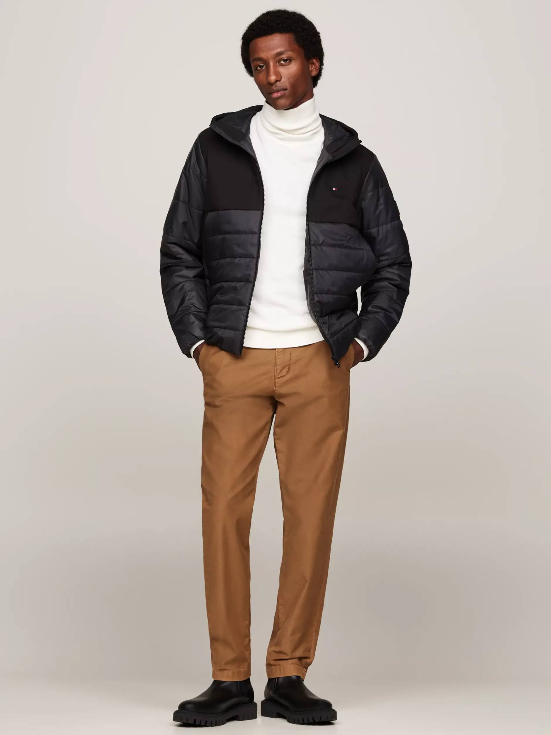 Kurtki & Płaszcze*Tommy Hilfiger Wodoodporna Termiczna Kurtka Z Kapturem BLACK