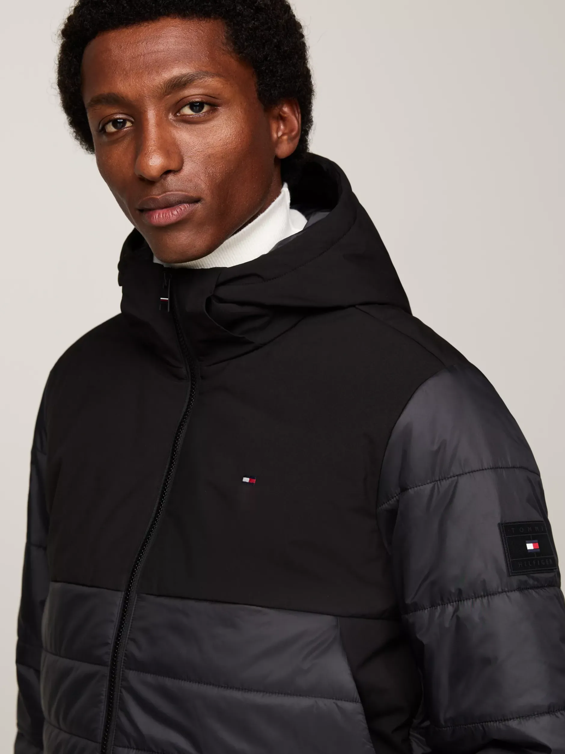 Kurtki & Płaszcze*Tommy Hilfiger Wodoodporna Termiczna Kurtka Z Kapturem BLACK