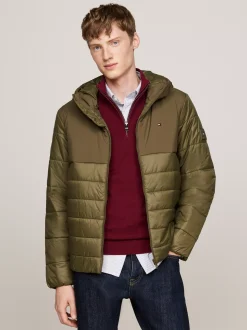 Kurtki & Płaszcze*Tommy Hilfiger Wodoodporna Termiczna Kurtka Z Kapturem ARMY GREEN