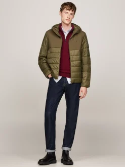 Kurtki & Płaszcze*Tommy Hilfiger Wodoodporna Termiczna Kurtka Z Kapturem ARMY GREEN