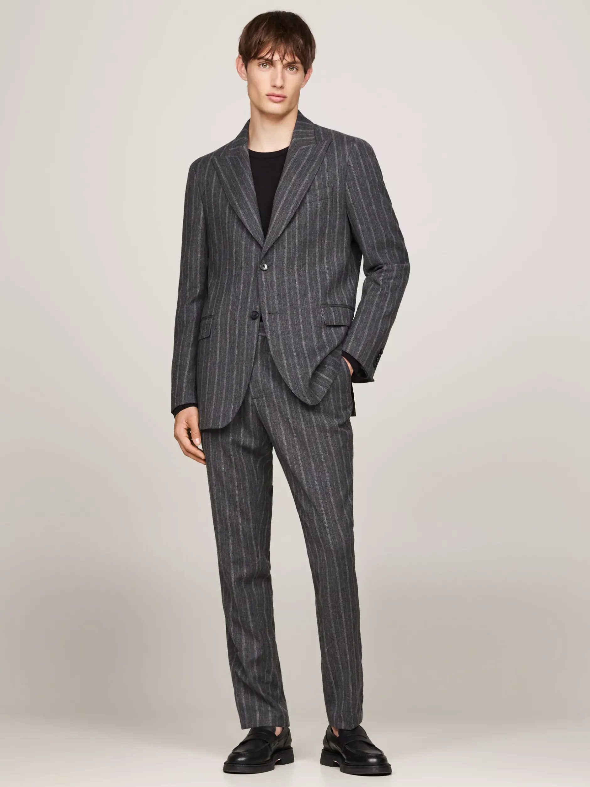 Garnitury I Kostiumy|Marynarki*Tommy Hilfiger Wąska Flanelowa Marynarka W Prążki GREY