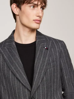 Garnitury I Kostiumy|Marynarki*Tommy Hilfiger Wąska Flanelowa Marynarka W Prążki GREY
