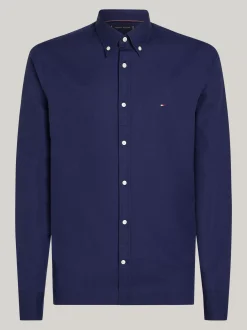 Koszule*Tommy Hilfiger Wąska Koszula TH Flex Z Tkaniny Dobby CARBON NAVY