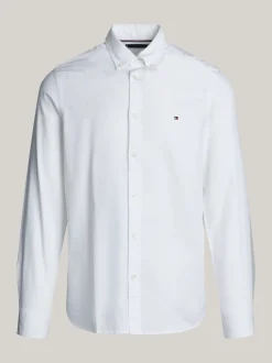 Koszule*Tommy Hilfiger Wąska Koszula TH Flex Z Tkaniny Dobby OPTIC WHITE
