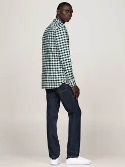 Koszule*Tommy Hilfiger Wąska Koszula W Kratę Z Bawełny Oxford ORNAMENTAL GREEN / MULTI