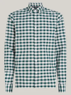 Koszule*Tommy Hilfiger Wąska Koszula W Kratę Z Bawełny Oxford ORNAMENTAL GREEN / MULTI