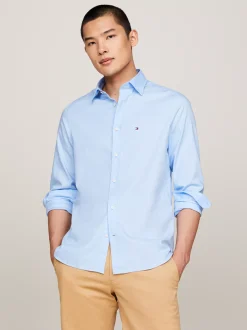 Koszule*Tommy Hilfiger Wąska Koszula Z Bawełny Dobby TH Flex VESSEL BLUE