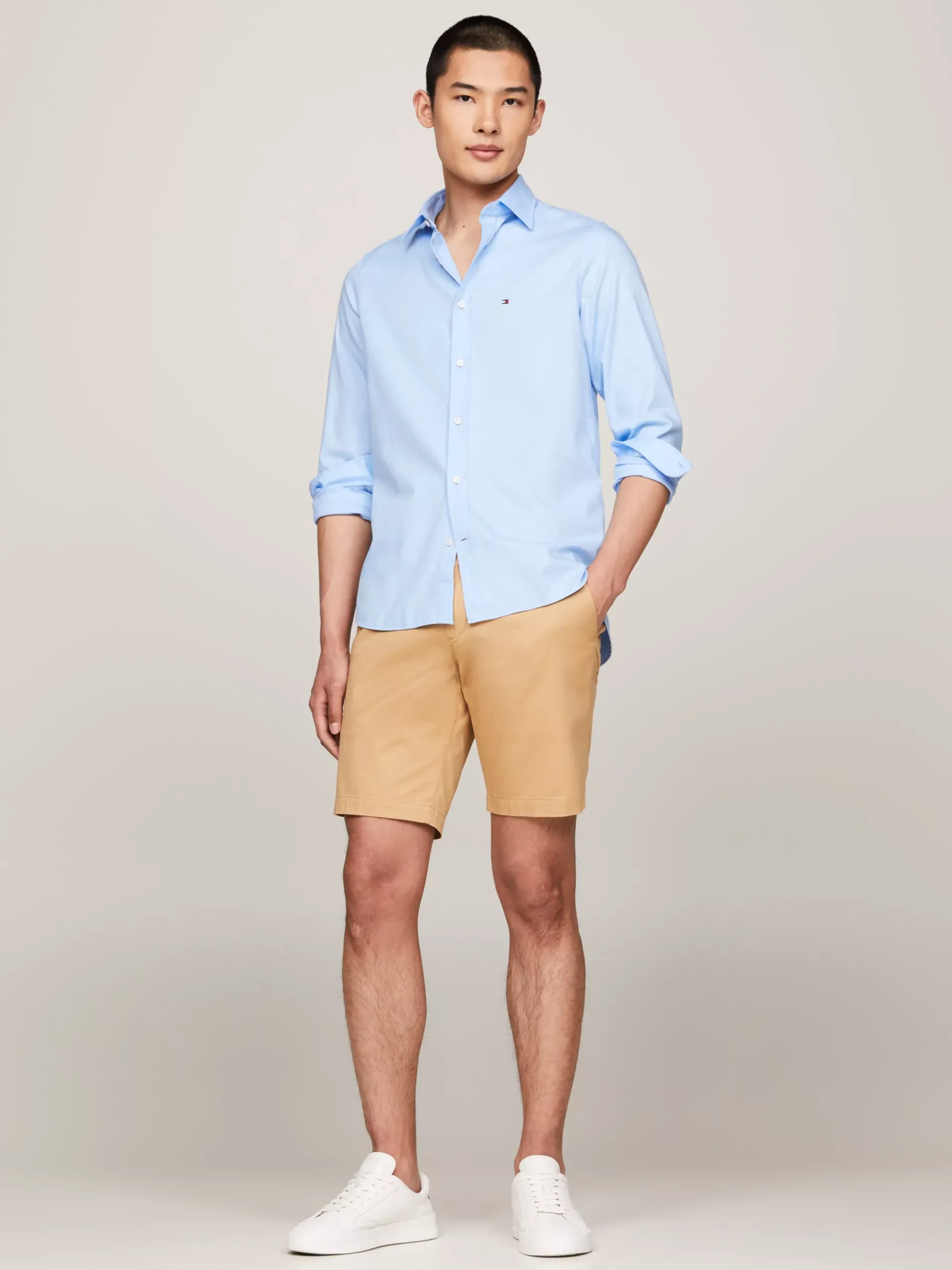 Koszule*Tommy Hilfiger Wąska Koszula Z Bawełny Dobby TH Flex VESSEL BLUE