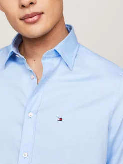Koszule*Tommy Hilfiger Wąska Koszula Z Bawełny Dobby TH Flex VESSEL BLUE