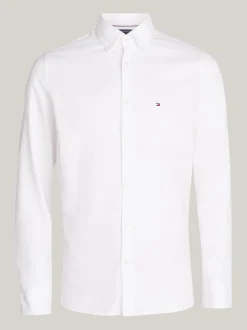 Koszule*Tommy Hilfiger Wąska Koszula Z Bawełny Dobby TH Flex OPTIC WHITE