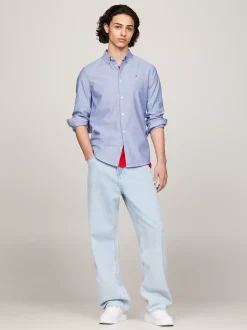 Koszule*Tommy Hilfiger Wąska Koszula Z Bawełny Typu Oxford TWILIGHT NAVY