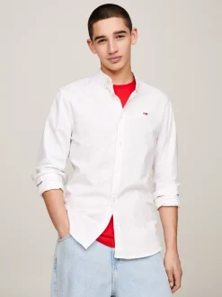 Koszule*Tommy Hilfiger Wąska Koszula Z Bawełny Typu Oxford WHITE