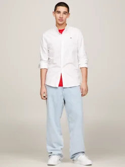 Koszule*Tommy Hilfiger Wąska Koszula Z Bawełny Typu Oxford WHITE