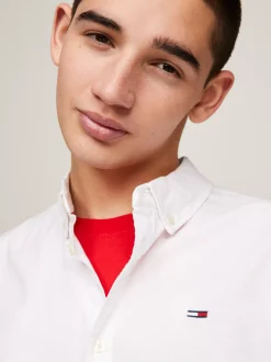 Koszule*Tommy Hilfiger Wąska Koszula Z Bawełny Typu Oxford WHITE