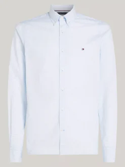 Koszule*Tommy Hilfiger Wąska Koszula Z Drobnym Wzorem OPTIC WHITE / VESSEL BLUE