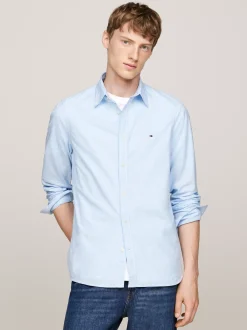 Koszule*Tommy Hilfiger Wąska Koszula Z Popeliny W Drobną Kratę VESSEL BLUE / OPTIC WHITE