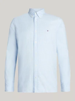 Koszule*Tommy Hilfiger Wąska Koszula Z Popeliny W Drobną Kratę VESSEL BLUE / OPTIC WHITE