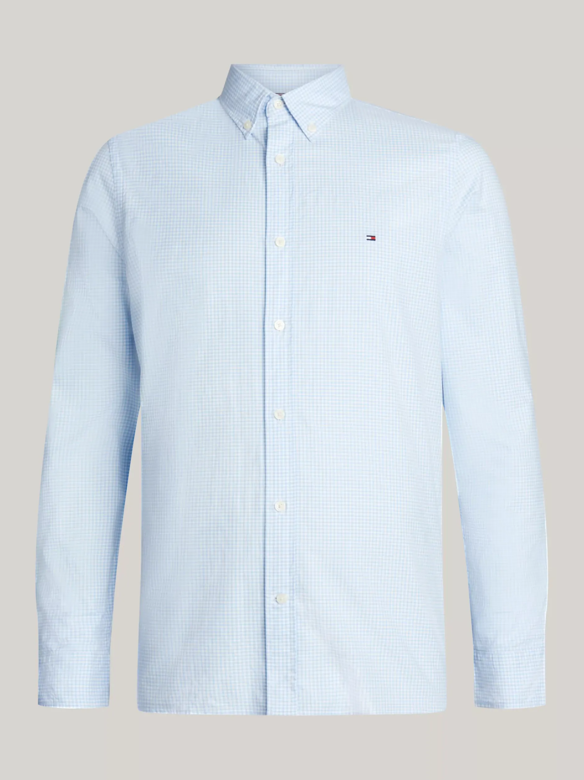 Koszule*Tommy Hilfiger Wąska Koszula Z Popeliny W Drobną Kratę VESSEL BLUE / OPTIC WHITE