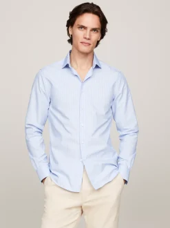 Koszule*Tommy Hilfiger Wąska Koszula Ze Wzorem W Paski VESSEL BLUE / OPTIC WHITE