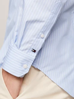 Koszule*Tommy Hilfiger Wąska Koszula Ze Wzorem W Paski VESSEL BLUE / OPTIC WHITE