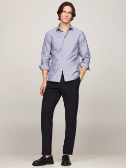 Koszule*Tommy Hilfiger Wąska Koszula Ze Wzorem W Paski DARK NAVY / OPTIC WHITE