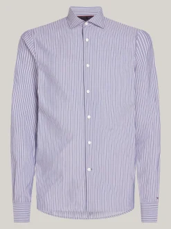 Koszule*Tommy Hilfiger Wąska Koszula Ze Wzorem W Paski DARK NAVY / OPTIC WHITE