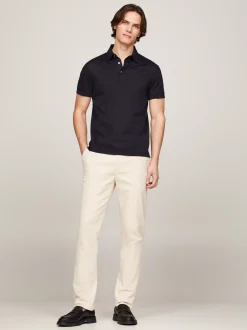 Koszulki Polo*Tommy Hilfiger Wąska Koszulka Polo O Wafelkowej Fakturze DESERT SKY
