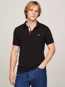Koszulki Polo*Tommy Hilfiger Wąska Koszulka Polo Z Bawełny BLACK