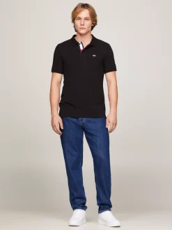 Koszulki Polo*Tommy Hilfiger Wąska Koszulka Polo Z Bawełny BLACK