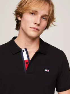 Koszulki Polo*Tommy Hilfiger Wąska Koszulka Polo Z Bawełny BLACK