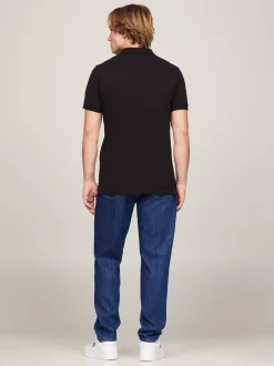 Koszulki Polo*Tommy Hilfiger Wąska Koszulka Polo Z Bawełny BLACK
