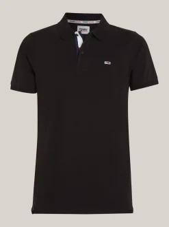 Koszulki Polo*Tommy Hilfiger Wąska Koszulka Polo Z Bawełny BLACK