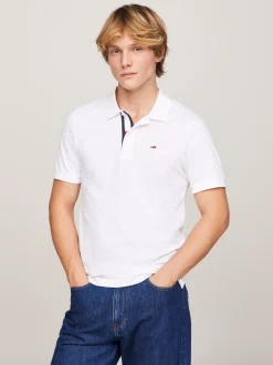 Koszulki Polo*Tommy Hilfiger Wąska Koszulka Polo Z Bawełny WHITE