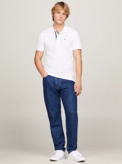 Koszulki Polo*Tommy Hilfiger Wąska Koszulka Polo Z Bawełny WHITE