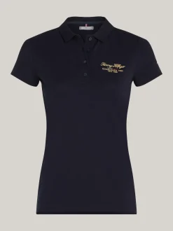 Koszulki Polo*Tommy Hilfiger Wąska Koszulka Polo Z Logo DESERT SKY